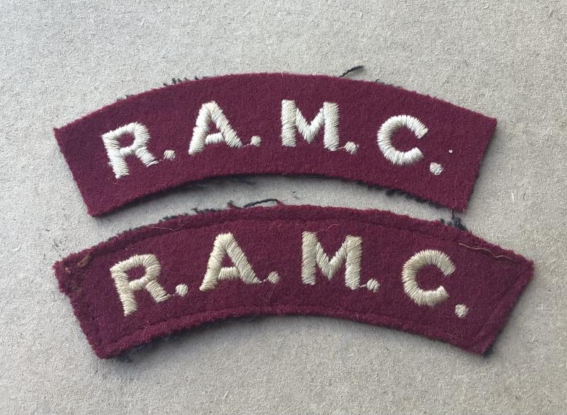British WW2 Royal Army Medical Corps Cloth Shoulder Titles.