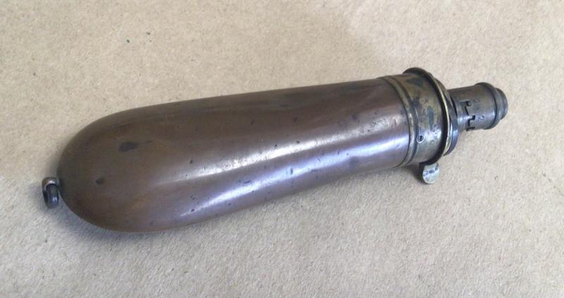 A brass Pistol Powder Flask by Hawksley c.1840-1870