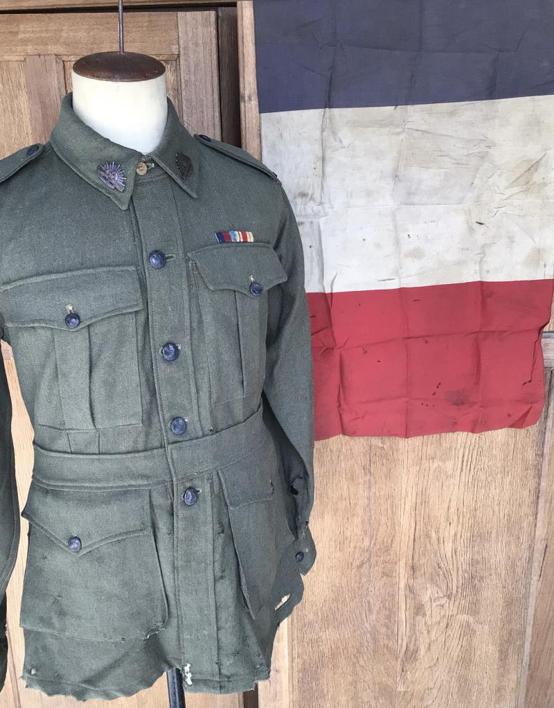 Australia WW2 Named Syria Campaign 2/27th Bn Tunic and Captured Vichy French Flag