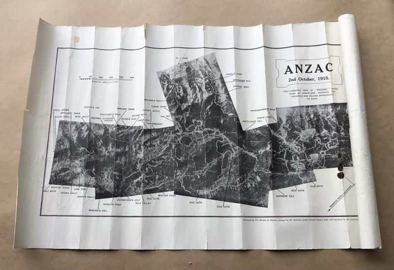 A Rare 1916 ANZAC Commemorative Anzac Cove and Gaba Tepe aerial photomosaic.