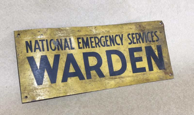 WW2 Australian National Emergency Service “Warden” Identity Plate