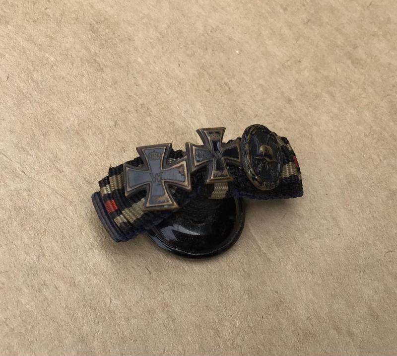 WW1 Iron Cross and Wound Badge Combination Button Hole Lapel Badge