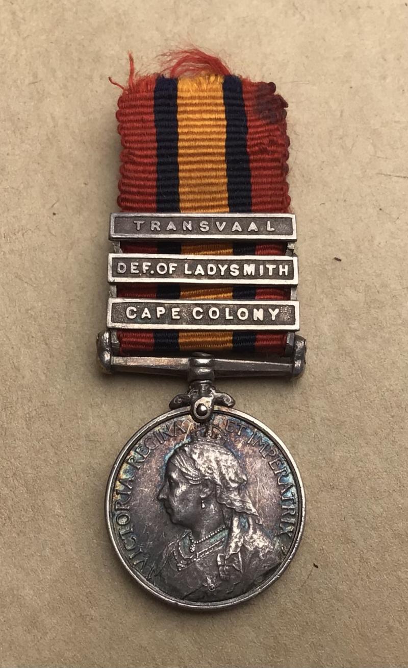 Boer War Miniature QSA Medal - silver with clasps