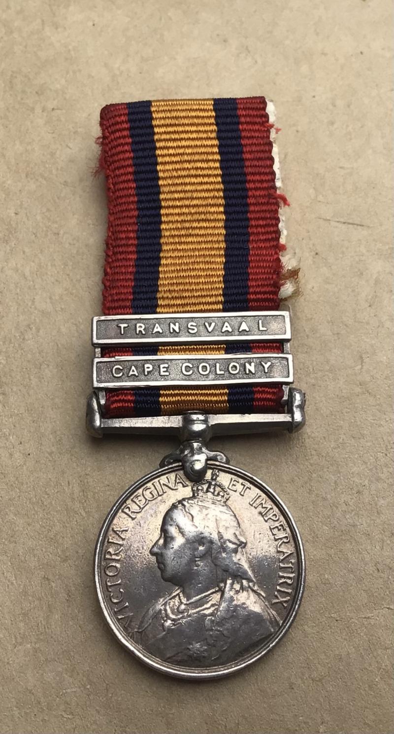 Boer War Miniature QSA Medal - silver with clasps