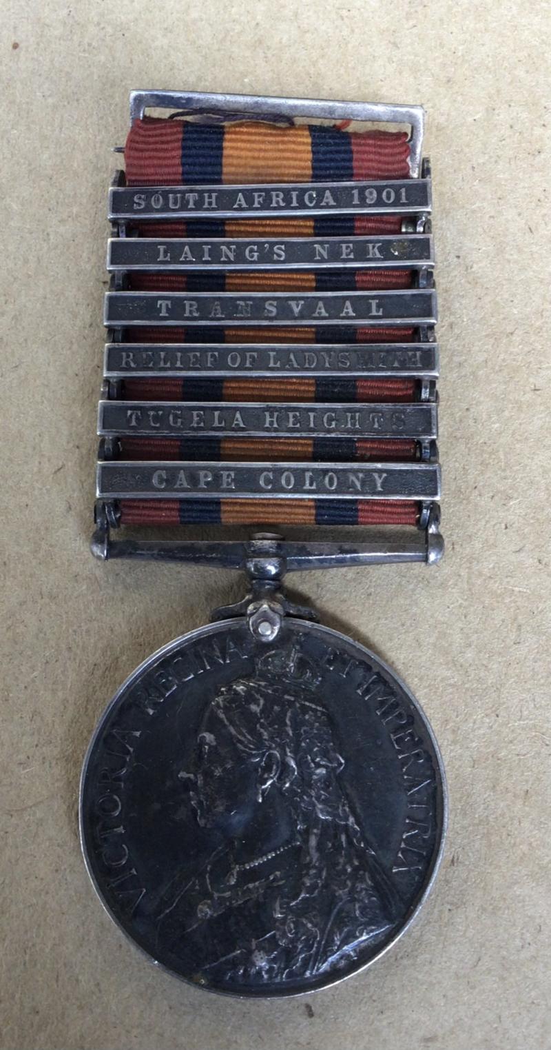 British Queens South Africa Medal -6 Clasps, Rofle Brigade