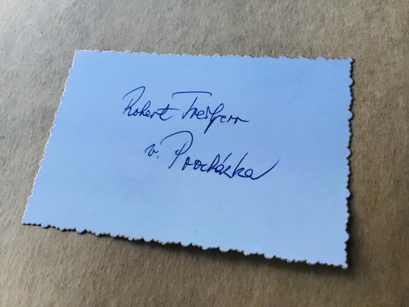 Germany WW2 Original Signature of Knights Cross Recipient Robert Freiherr von Prochazka