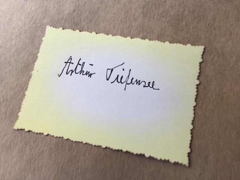 Germany WW2 Original Signature of Knights Cross Recipient Arthur Tiefensee