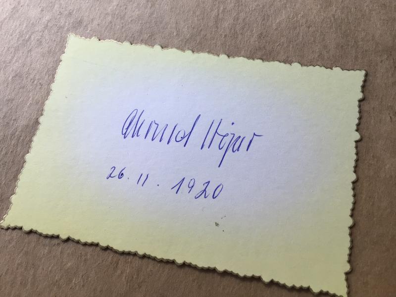 Germany WW2 Original Signature of Tank Hunter Knight Cross Recipient Ahrend Hoper
