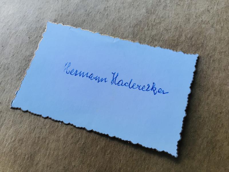 Germany WW2 Original Signature of Army Knights Cross Recipient Oberst Herman Haderecker