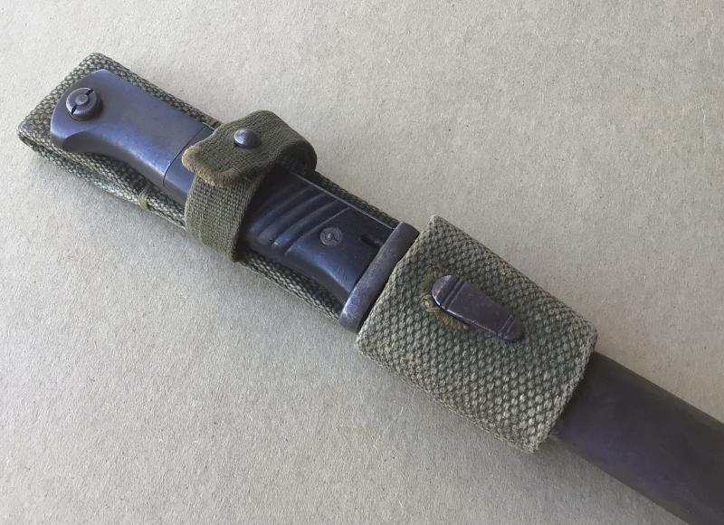 German WW2 Afrikakorps K98 Bayonet and Tropical Web Frog