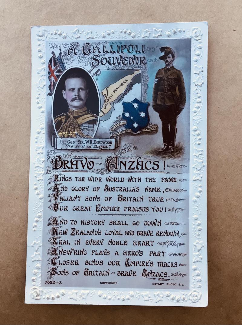 Australia WW1 A Gallipoli Souvenir Postcard, Bravo ANZACs