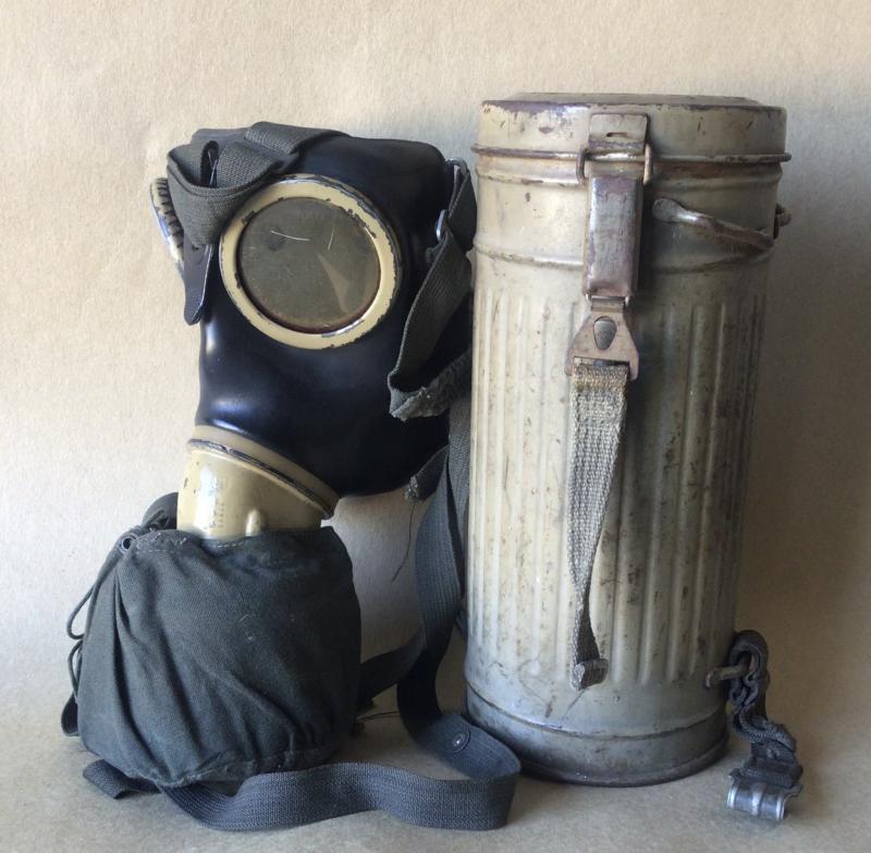 German WW2 M38 Gas Mask in Ordnance Tan