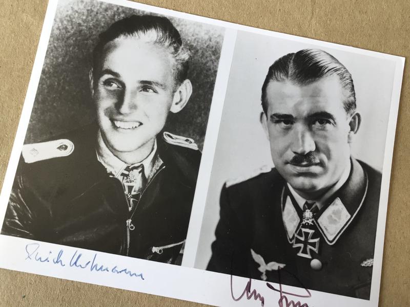 Post War Signatures of Luftwaffe Aces Eric Hartmann and Adolf Galland