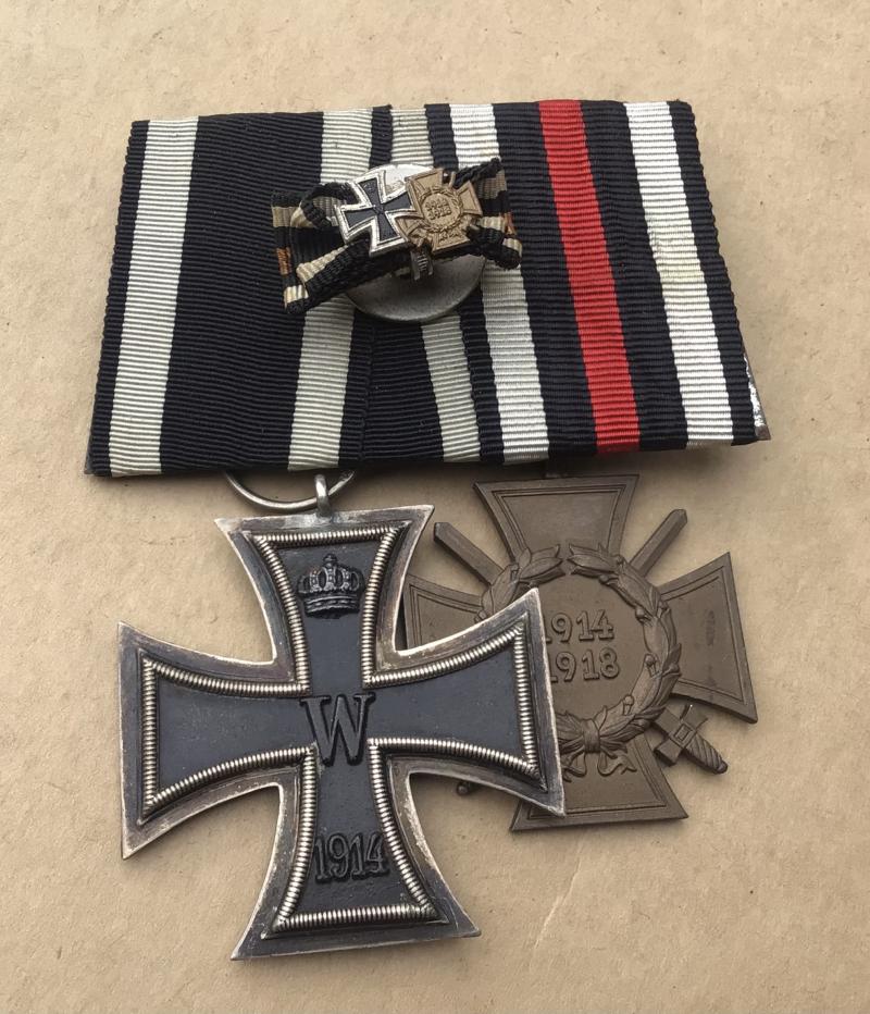 WW1 1914 Iron Cross Pair with Miniature Lapel Bow