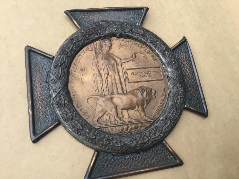 WW1 Memorial Plaque in Privately Purchased Display Frame