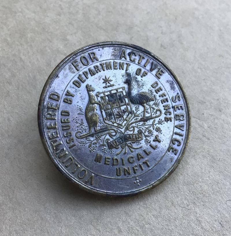 Australia WW1 “Volunteered For Active Service ” Badge