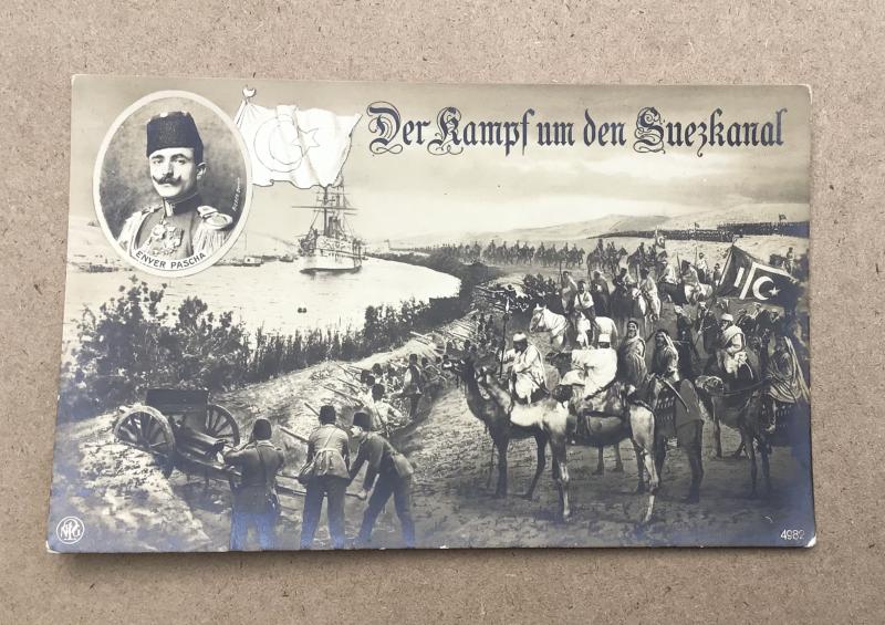German WW1 Postcard - Turkish Defenses Suze Canal
