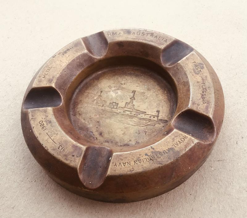 WW1 HMAS Australia Ships Brass Souvenir Ash Tray