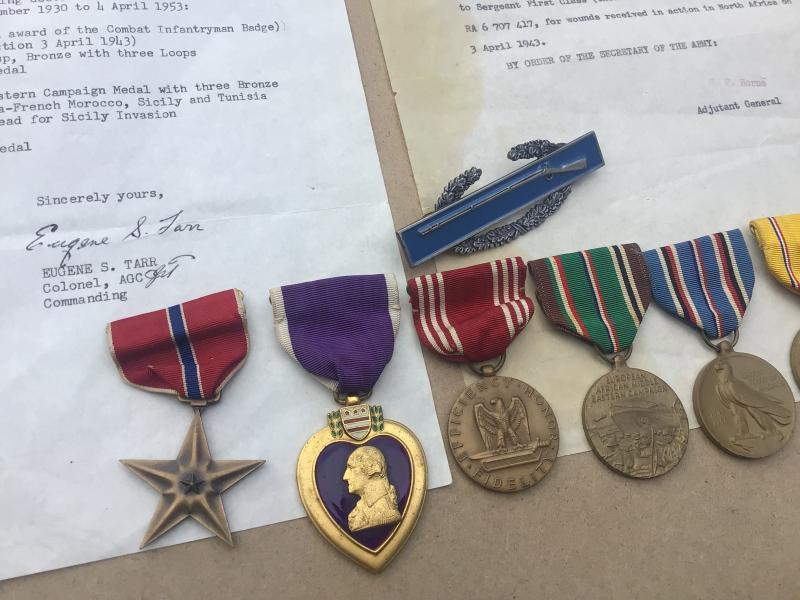 US WW2 Bronze Star Wounded in Action North Africa Attributed Group