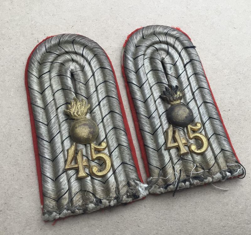 Prussian WW1 45th Foot Artillery Regiment Officers Shoulder Straps.