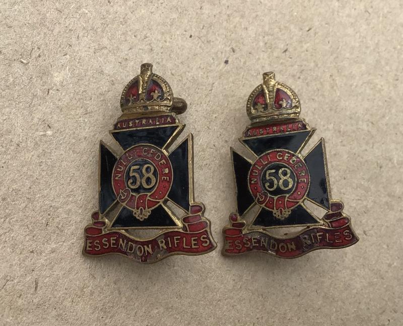 1930-42 58th Bn Collar Badges