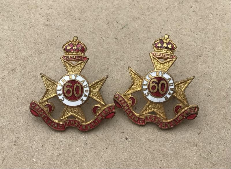 1930-42 60th Bn Collar Badges
