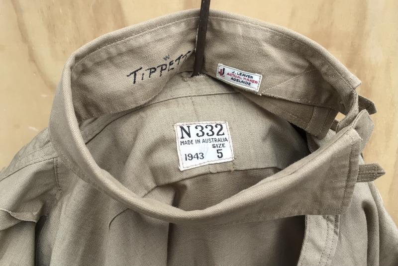 Australia WW2 Named Army Officers Khaki Cotton Collared Shirt