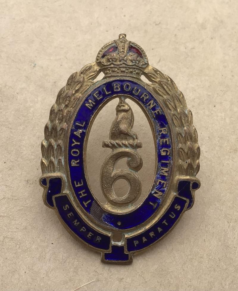 1930-42 6th Infantry Battalion Officers Cap Badge