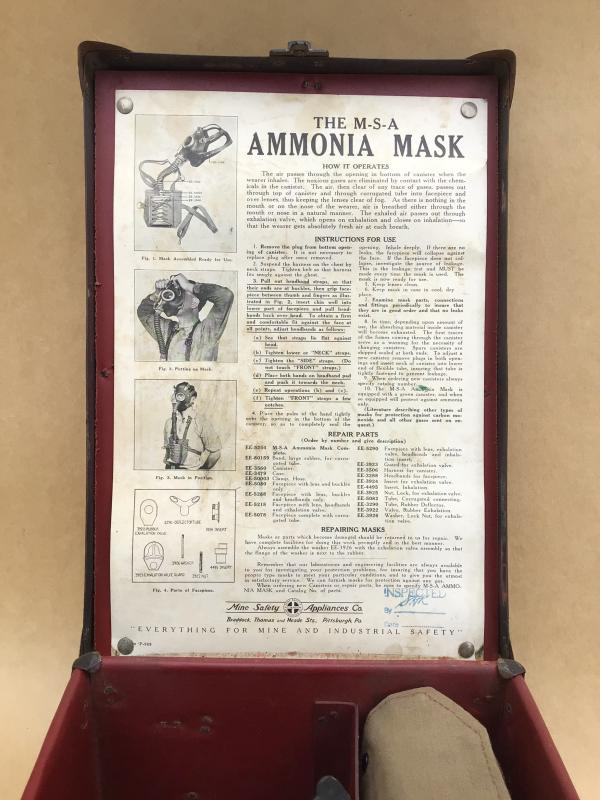 US c.1920’s-30’s MSA Industrial Braddock Amonia Mine Safety Mask