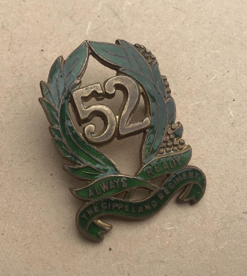 1930-42 52nd Infantry Battalion Collar Badge